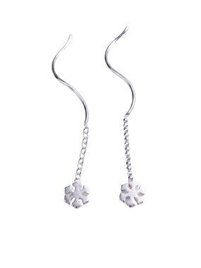 3/$20 NIP | Silver Snowflake Long Chain Threader Earrings